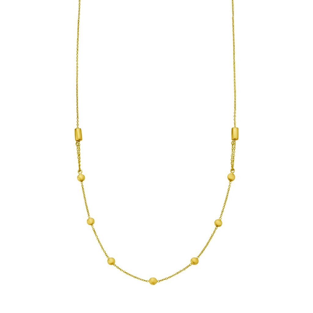 14K Yellow Gold Adjustable Bead Link Necklace