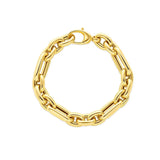 14k Yellow Gold Italian Alternating Paperclip Oval Links Bracelet (9.30 mm)