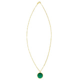 14K Yellow Gold Malachite Inlay Circle Necklace
