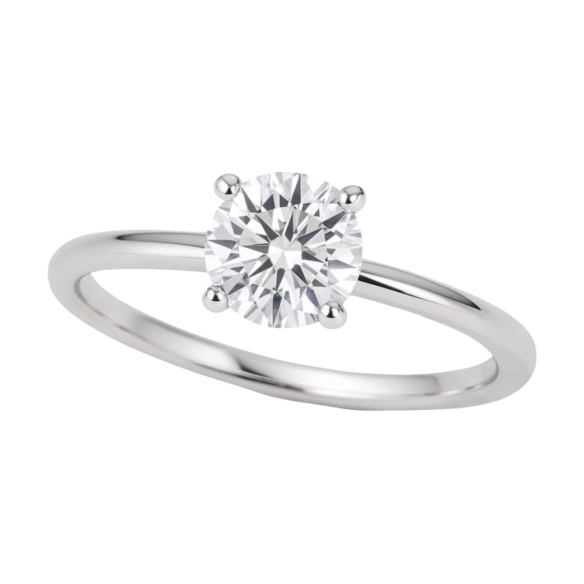 3/4 Carat Round Lab Grown IGI G/VS1 Diamond Solitaire Ring in 14K White Gold
