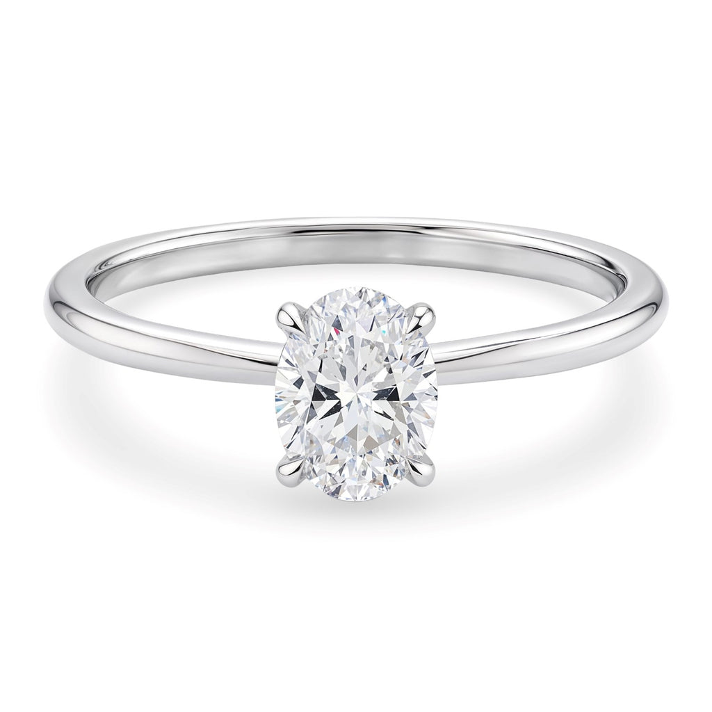 1 Carat Oval Lab Grown IGI G/VS1 Diamond Solitaire Ring in 14K White Gold