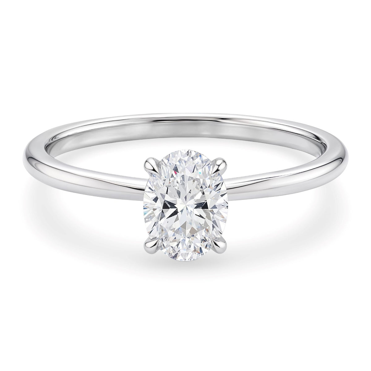 1 Carat Oval Lab Grown IGI G/VS1 Diamond Solitaire Ring in 14K White Gold