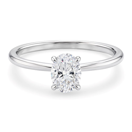 1 Carat Oval Lab Grown IGI G/VS1 Diamond Solitaire Ring in 14K White Gold