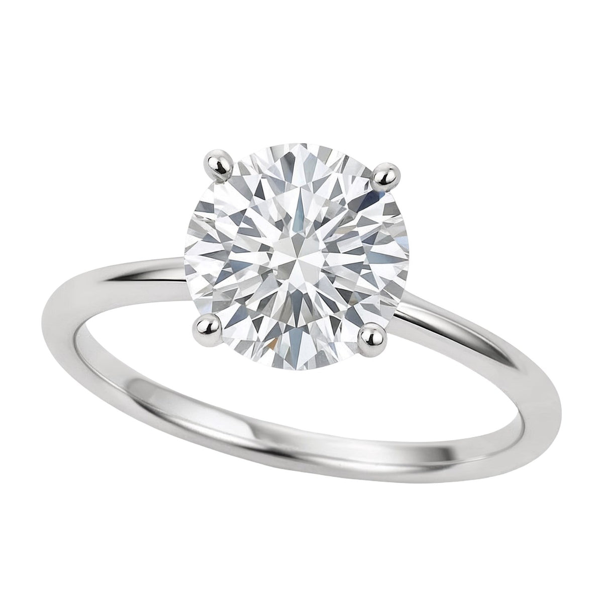 2 Carat Round Lab Grown IGI G/VS1 Diamond Solitaire Ring in Sterling Silver