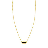 14K Yellow Gold Hexagon Onyx Pendant Necklace