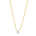 14K Yellow Gold Mini Diamond K Initial Pendant Necklace
