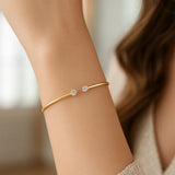 14k Yellow Gold High Polish Diamond Cluster Bangle (2.00 mm)