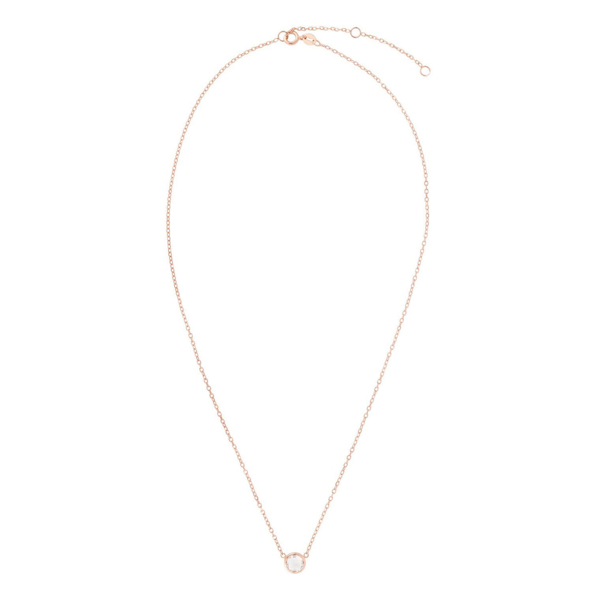 14k Rose Gold 17 inch Necklace with Round White Topaz