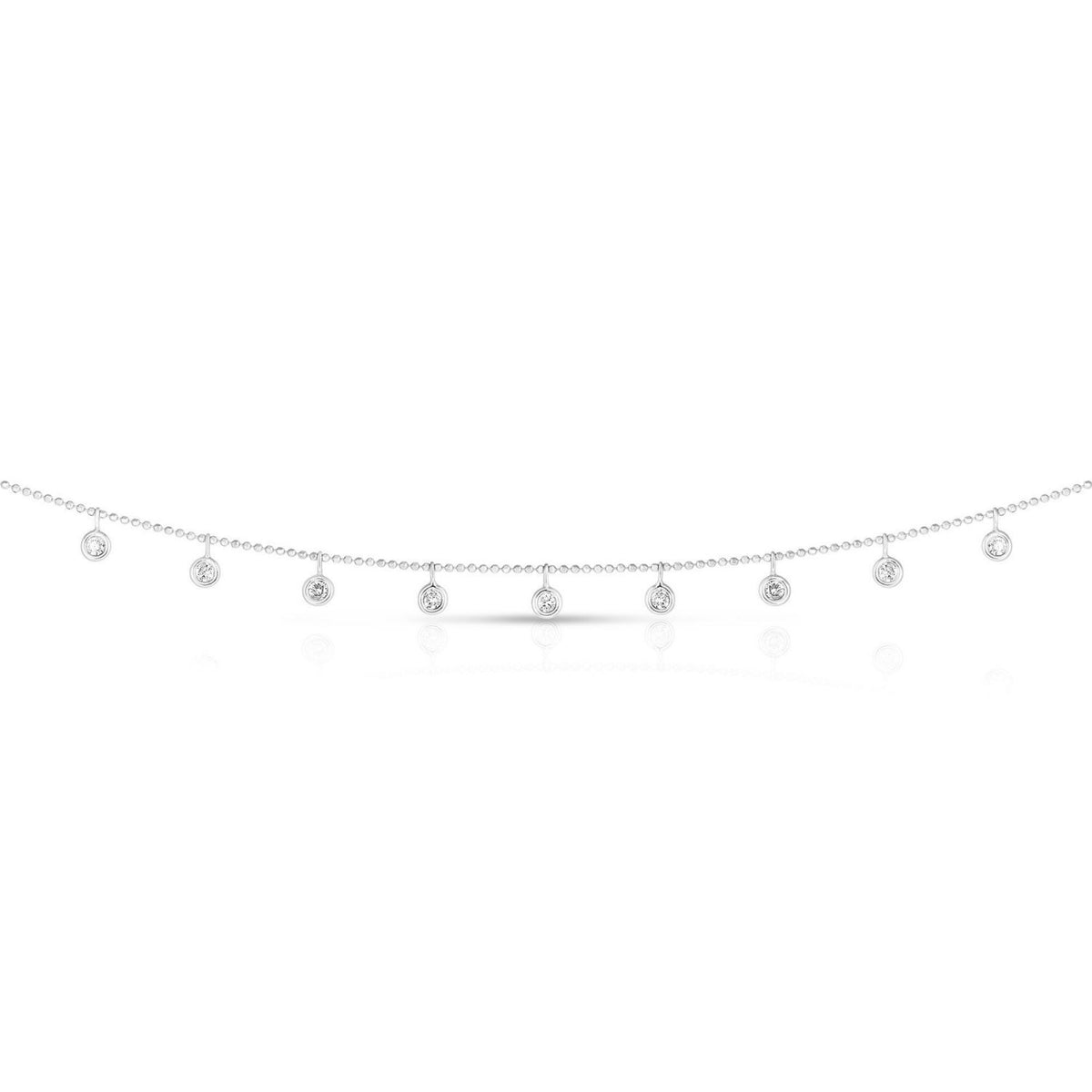 14k White Gold Necklace with Round Diamond Charms