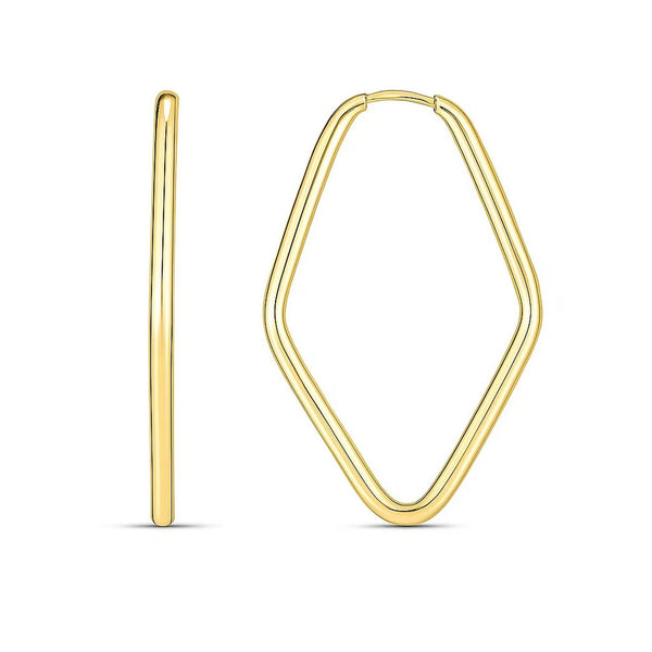 14k Yellow Gold Endless Marquise Hoops