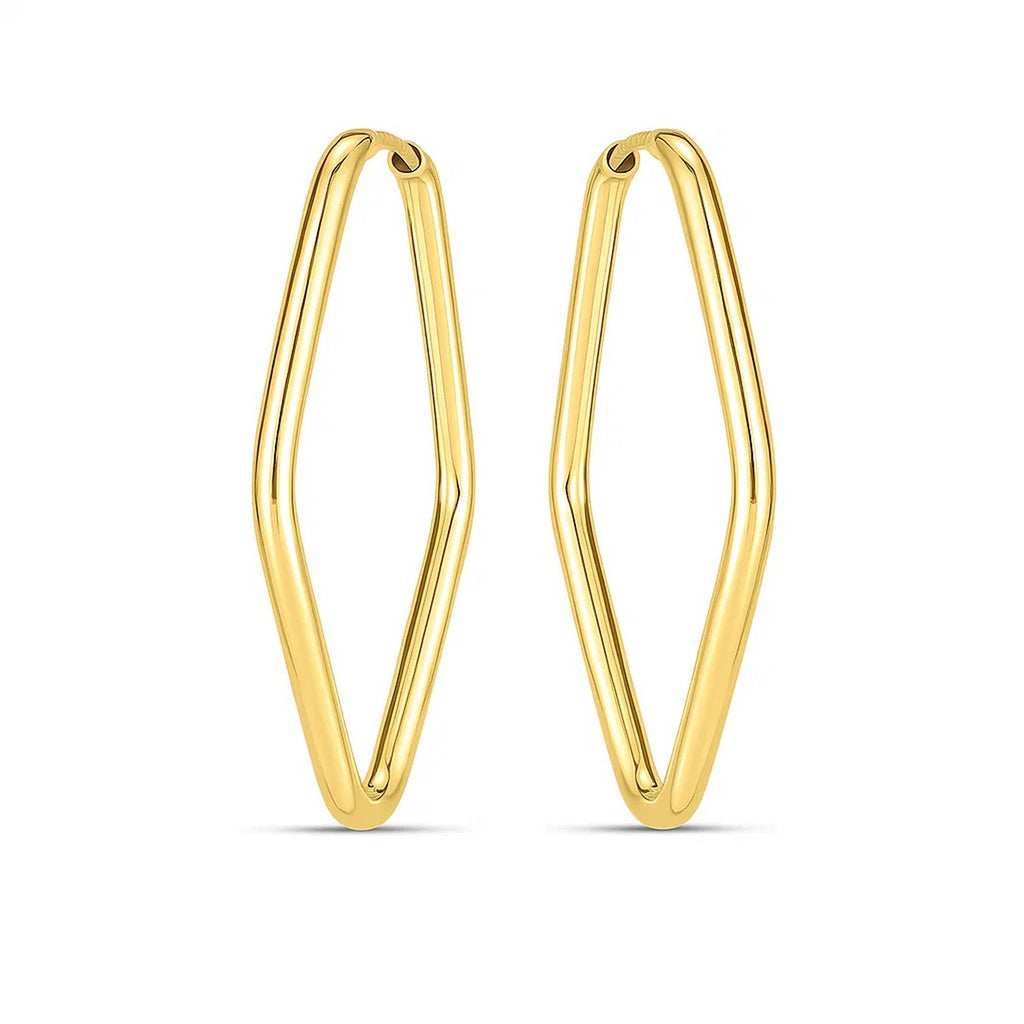 14k Yellow Gold Endless Marquise Hoops
