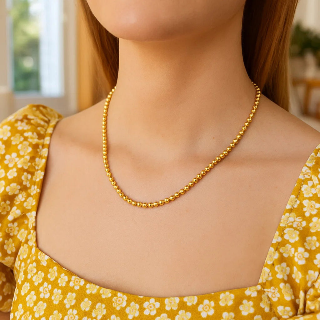 14k Yellow Gold Bead Chain Necklace(4mm)