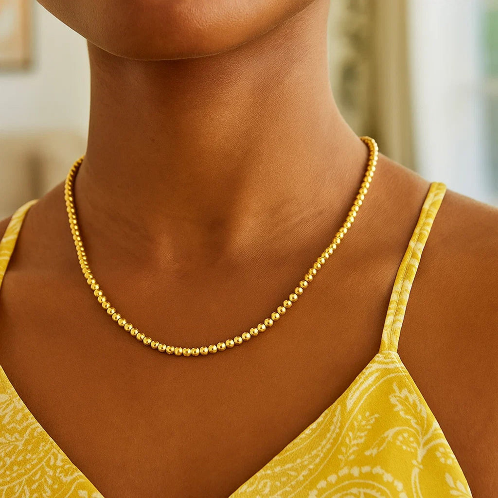 14k Yellow Gold Bead Chain Necklace(4mm)