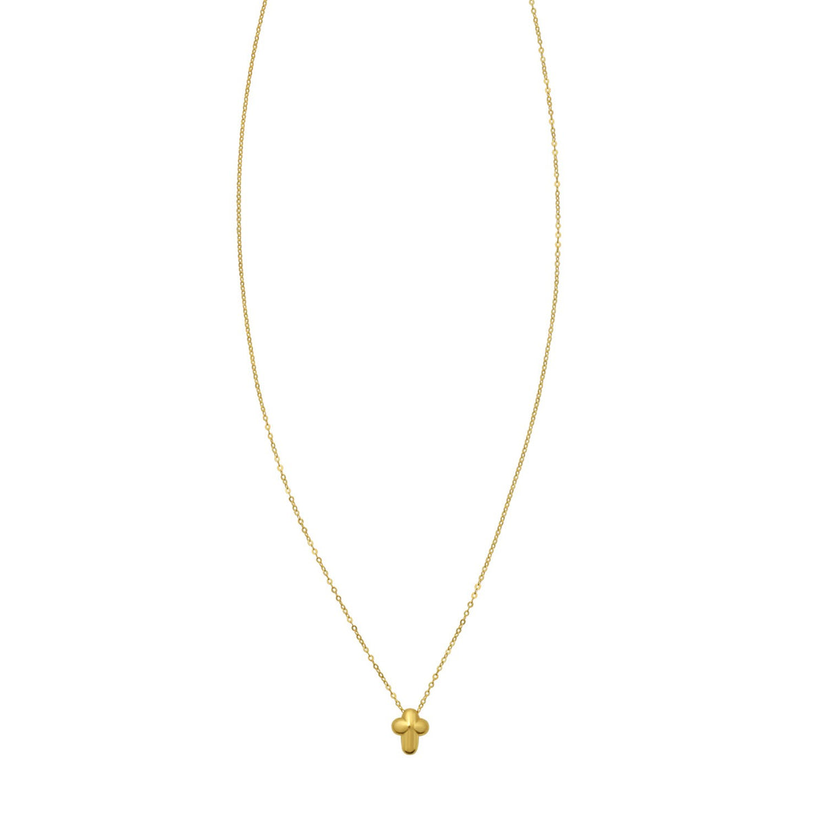 14K Yellow Gold Puffed Mini Cross Pendant Necklace