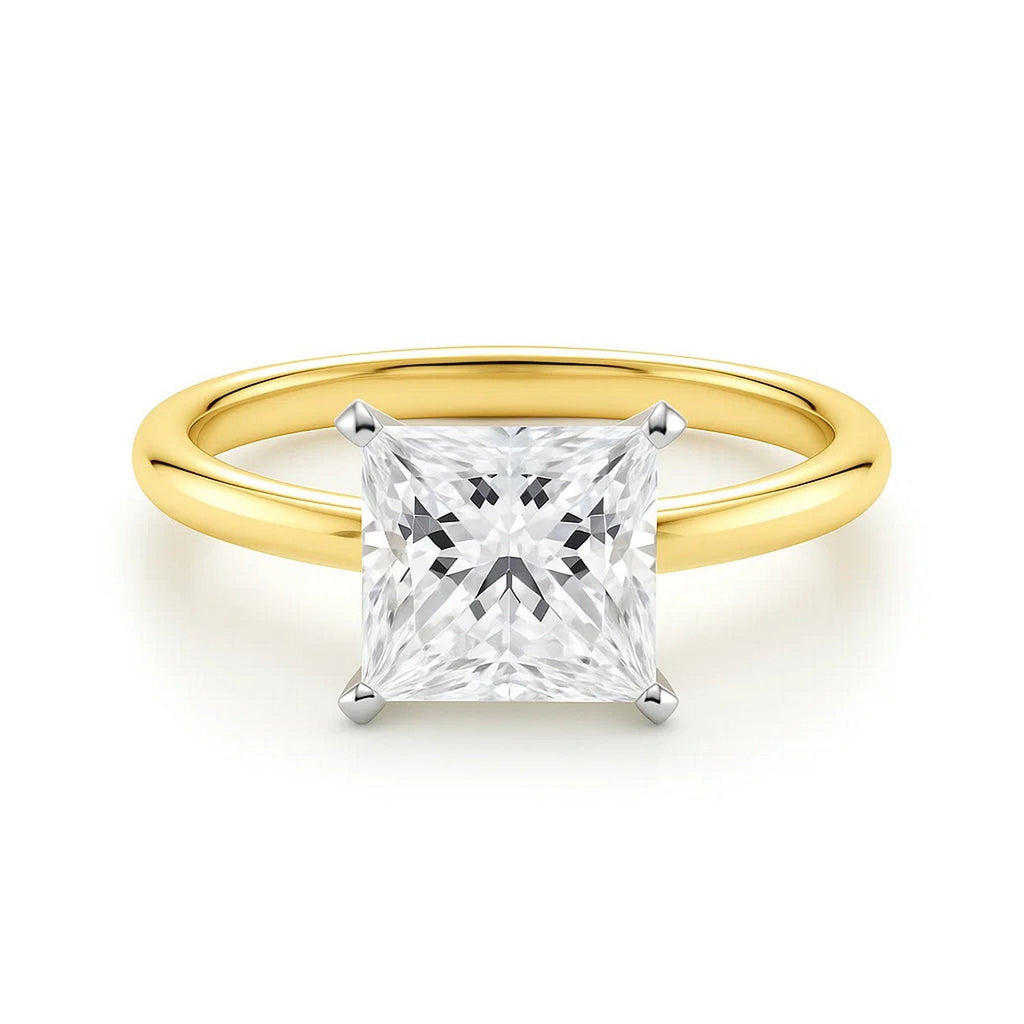 2 Carat Princess Lab Grown IGI G/VS1 Diamond Solitaire Ring in 10K Yellow Gold