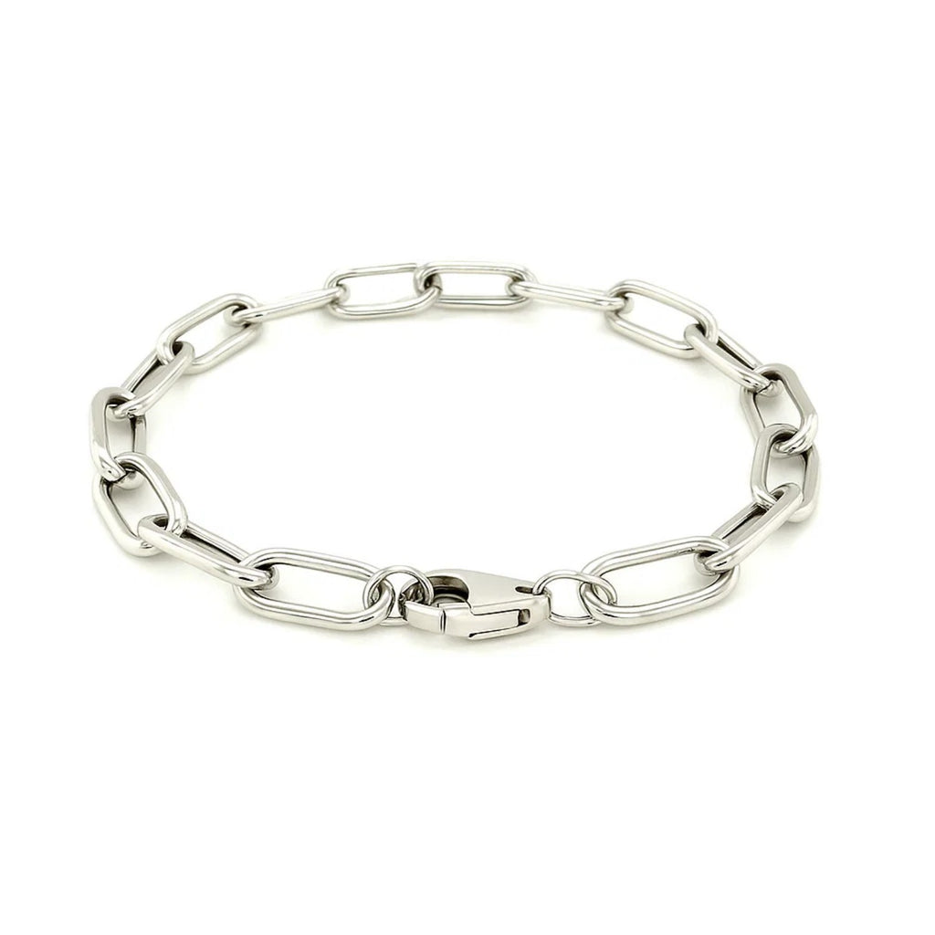 Sterling Silver Wide Paperclip Chain Bracelet (6.50 mm)