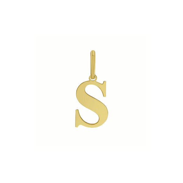 14K Yellow Gold Initial S Charm Pendant