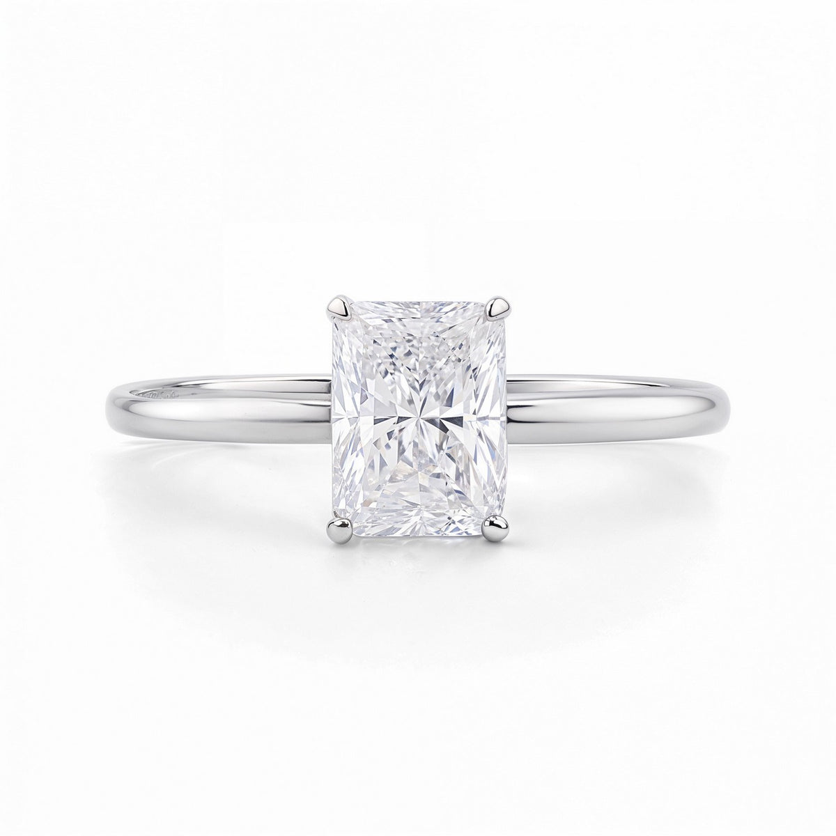 1 1/2 Carat Radiant Lab Grown IGI G/VS1 Diamond Solitaire Ring in 10K White Gold