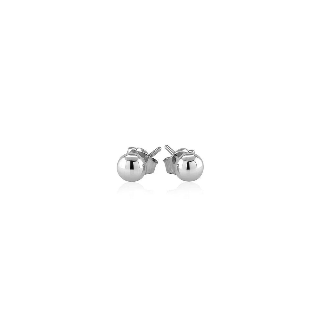 14k White Gold Round Stud Earrings (4mm)