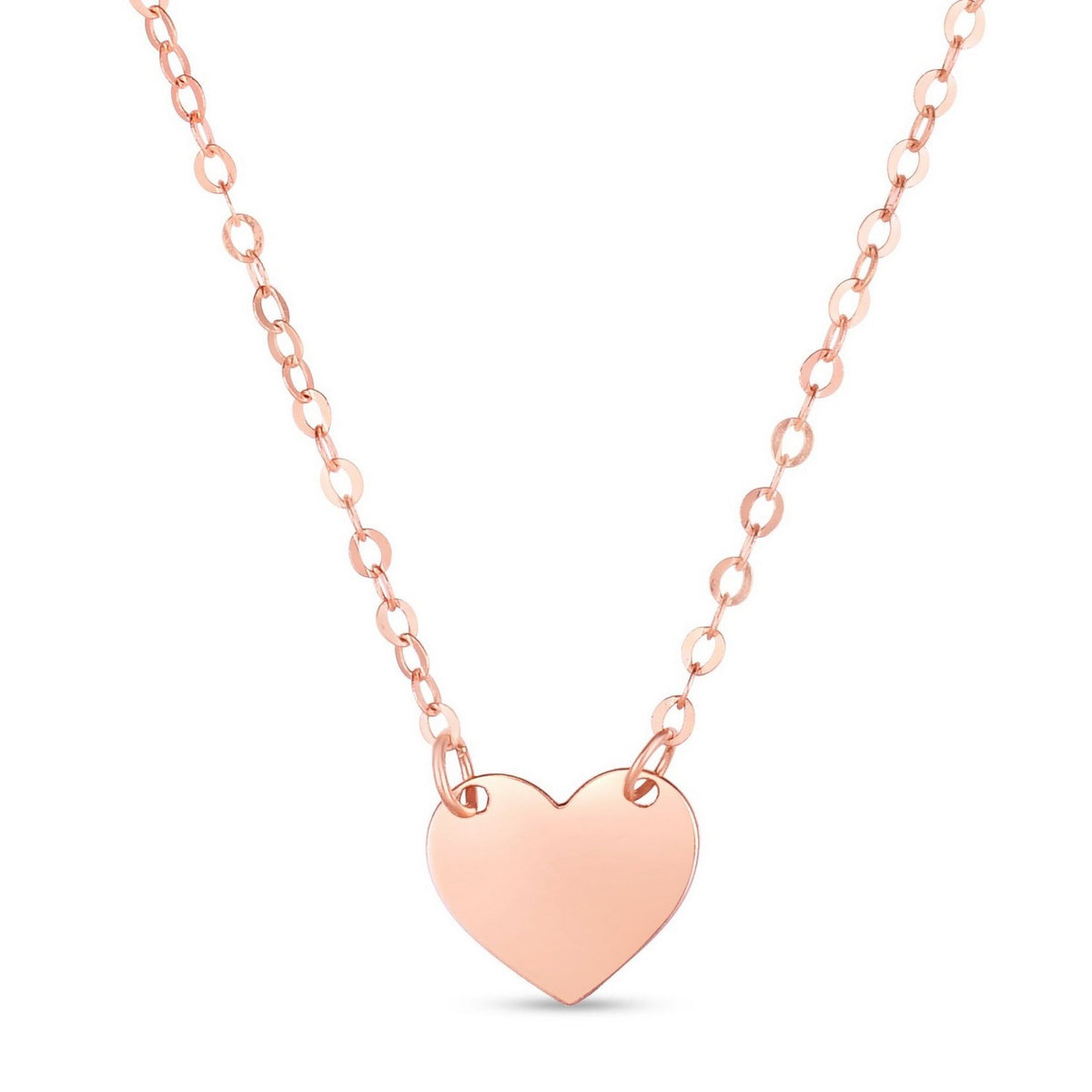 14k Rose Gold Polished Mini Heart Necklace