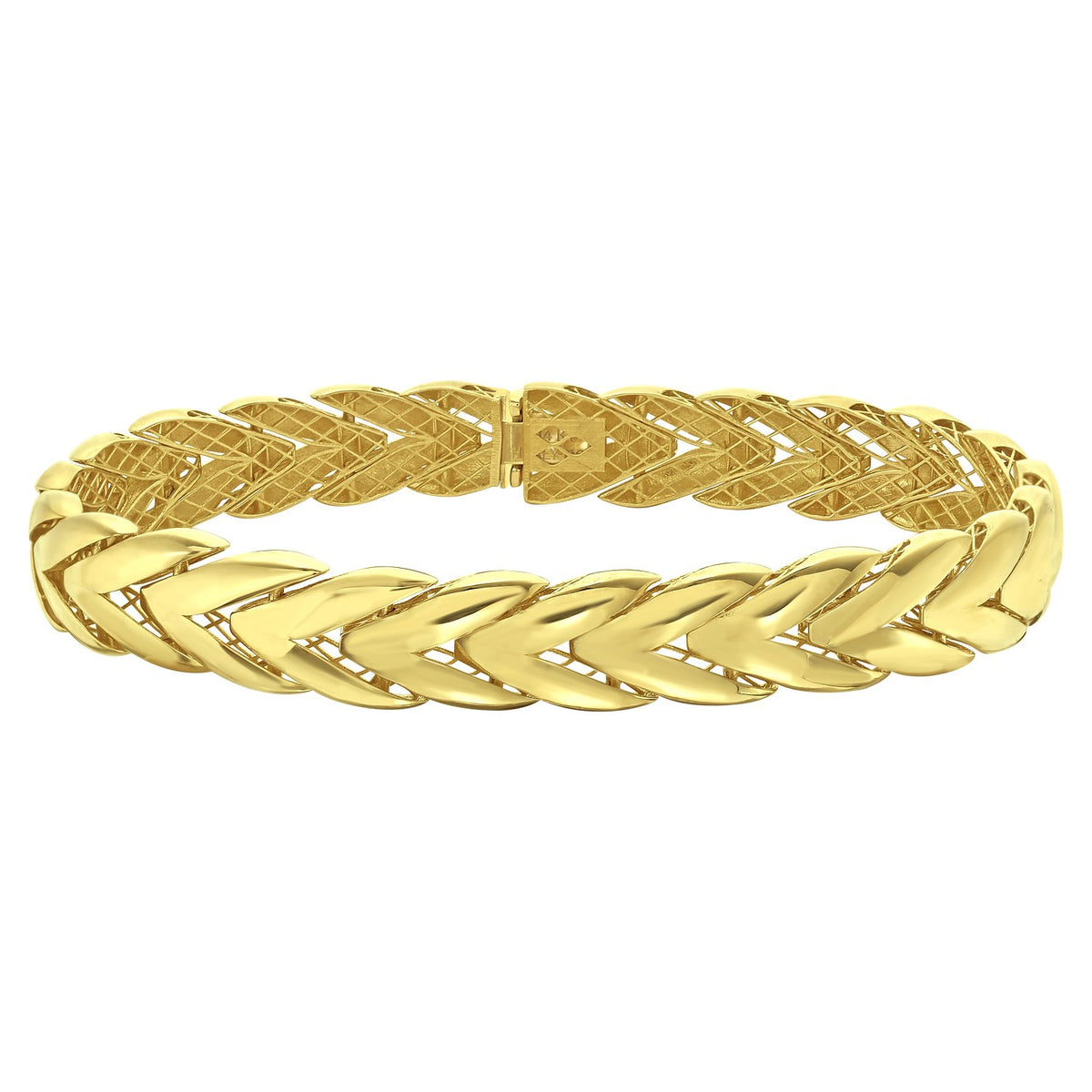 14K Yellow Gold Chevron Link Bangle (10.00 mm)