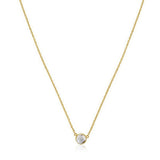 14k Yellow Gold 17 inch Necklace with Round White Topaz