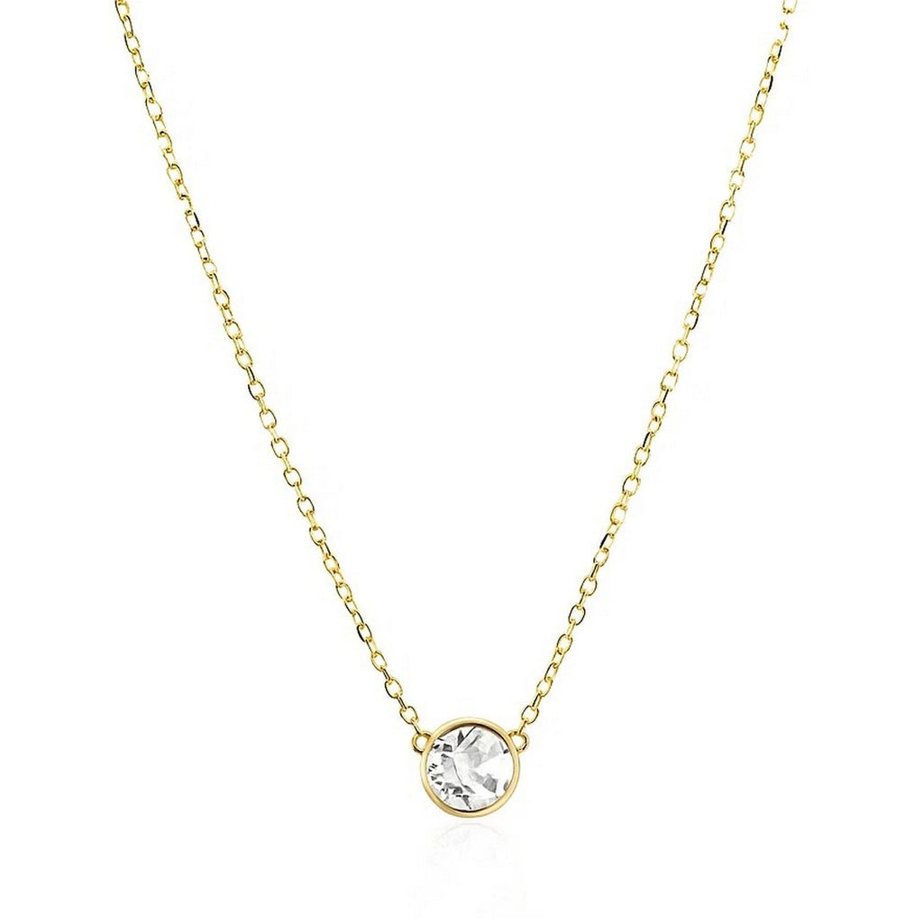 14k Yellow Gold 17 inch Necklace with Round White Topaz