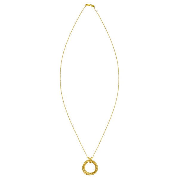 14K Yellow Gold Interlocking Diamond Cut Trinity Necklace