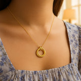 14K Yellow Gold Interlocking Diamond Cut Trinity Necklace