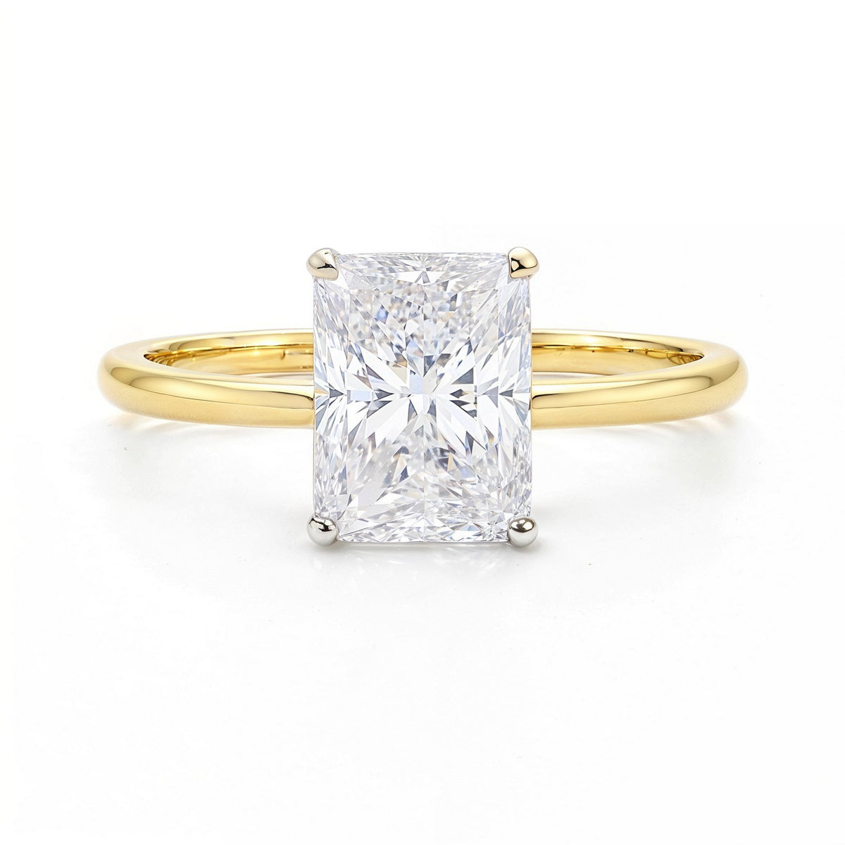 3 Carat Radiant Lab Grown IGI G/VS1 Diamond Solitaire Ring in 10K Yellow Gold