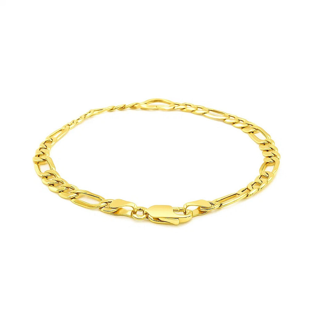 Figaro Chain Heart Bracelet in 10K Yellow Gold (4.50 mm)