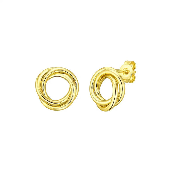 14K Yellow Gold Interlocking Trinity Stud Earrings (11.30 mm)