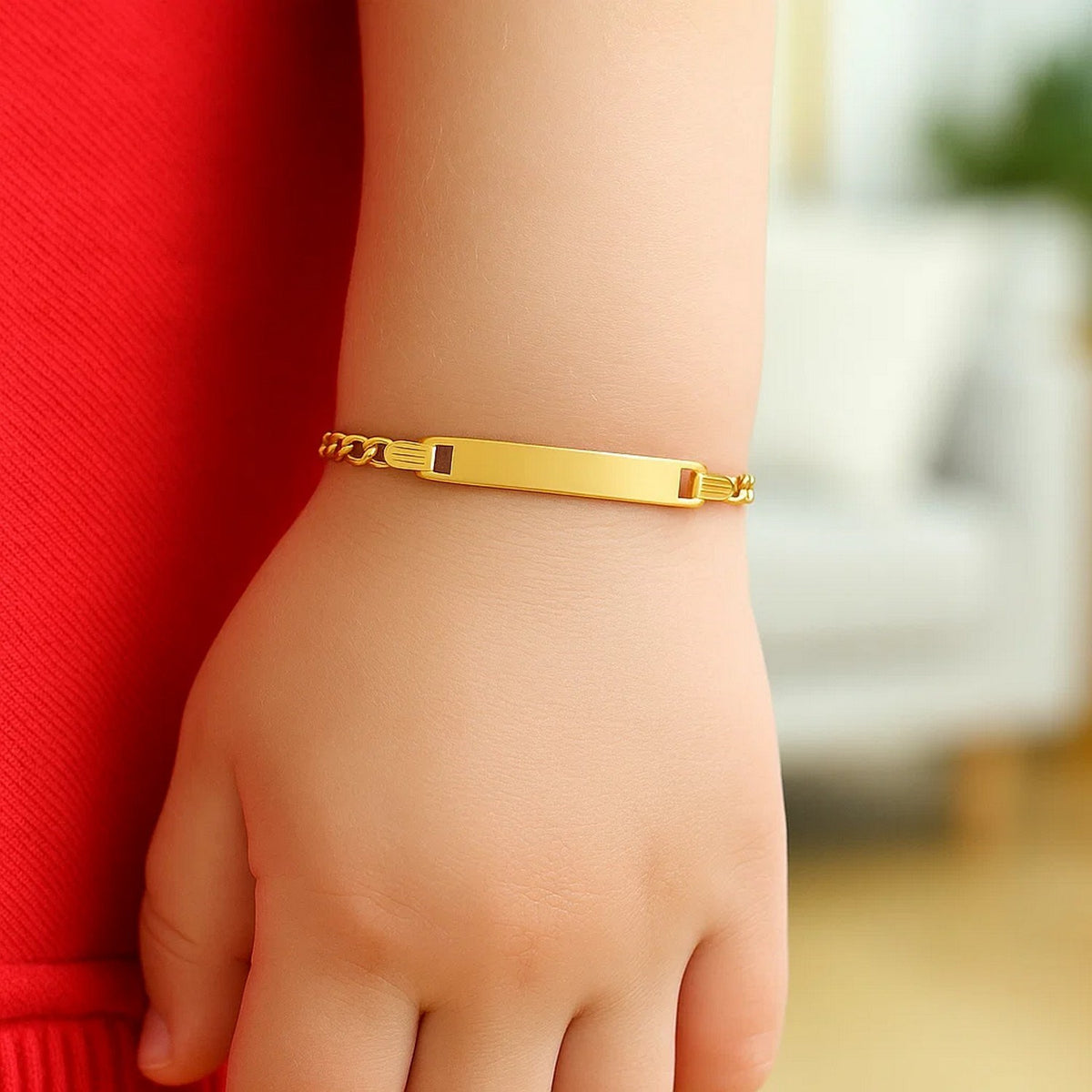 14k Yellow Gold Figaro Link Childrens ID Bracelet (3.30 mm)