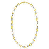 14K Two Tone Gold Diamante Paperclip Necklace (6.20 mm)