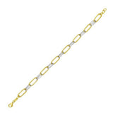 14K Two Tone Gold Diamante Paperclip Necklace (6.20 mm)