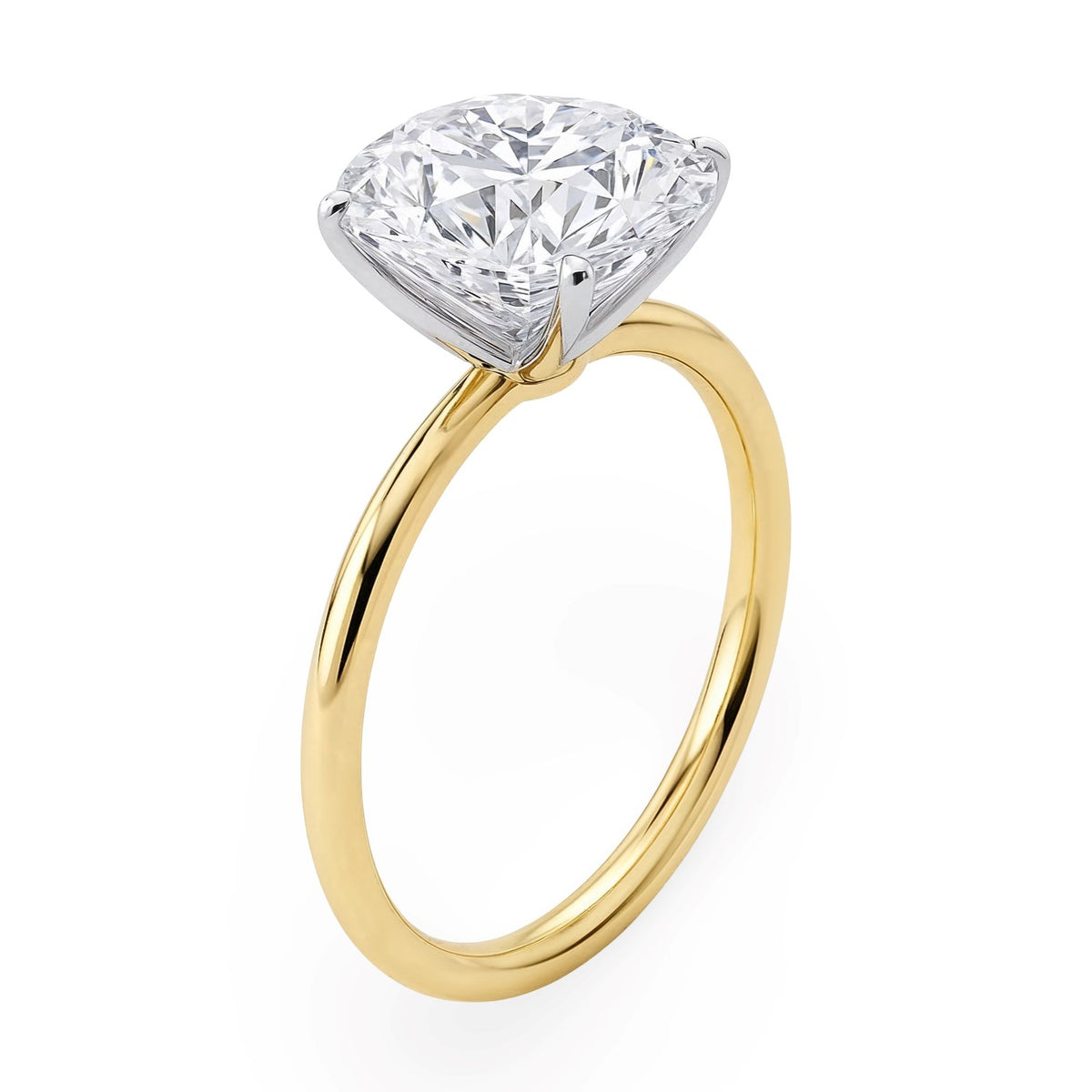 3 Carat Round Lab Grown IGI G/VS1 Diamond Solitaire Ring in 10K Yellow Gold