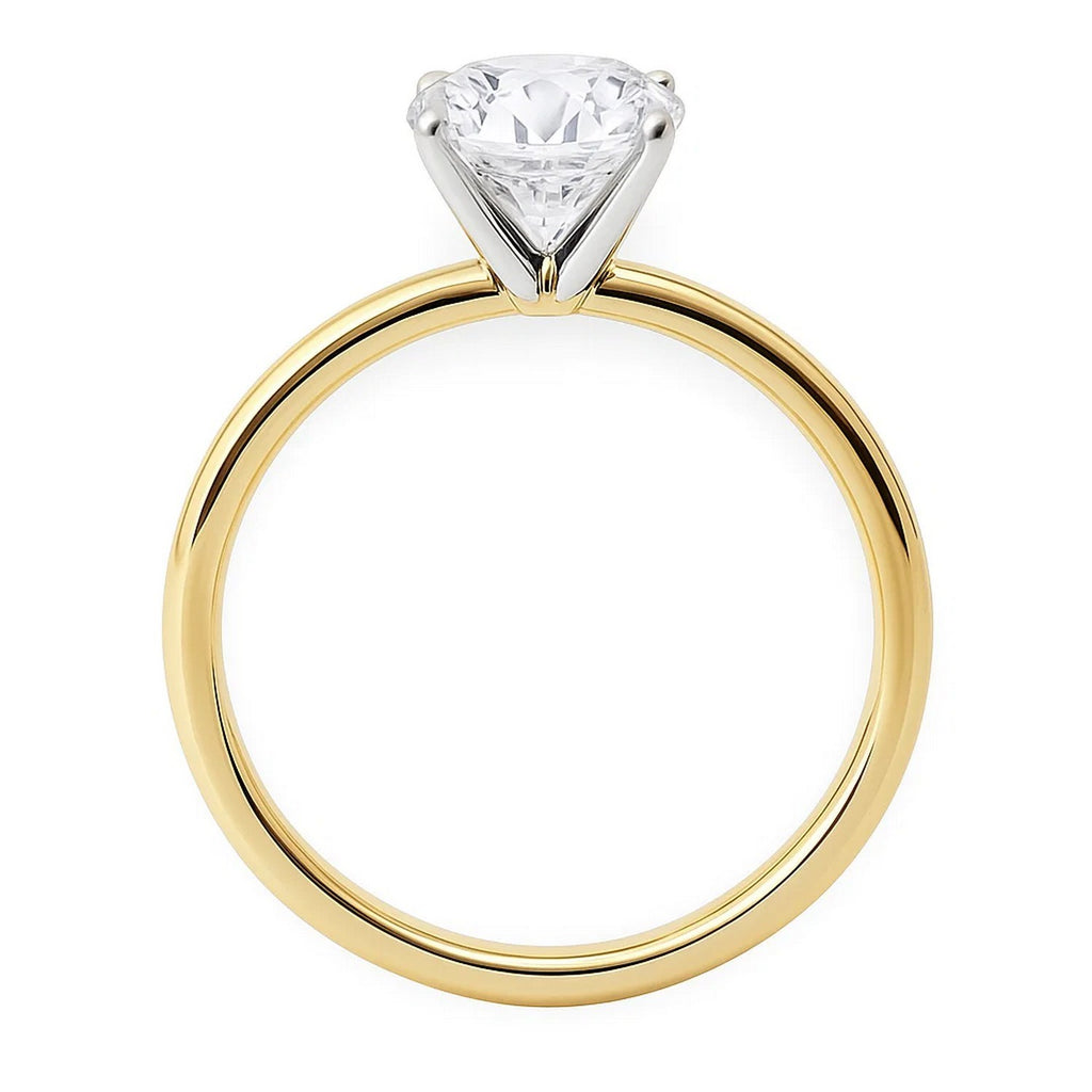 3 Carat Round Lab Grown IGI G/VS1 Diamond Solitaire Ring in 10K Yellow Gold