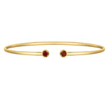 14K Yellow Gold Garnet Open Cuff Bangle (2.00 mm)