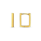 14k Yellow Gold Rectangle Huggie Hoops