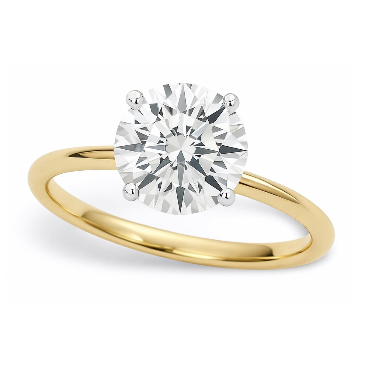 1 1/2 Carat Round Lab Grown IGI G/VS1 Diamond Solitaire Ring in 14K Yellow Gold