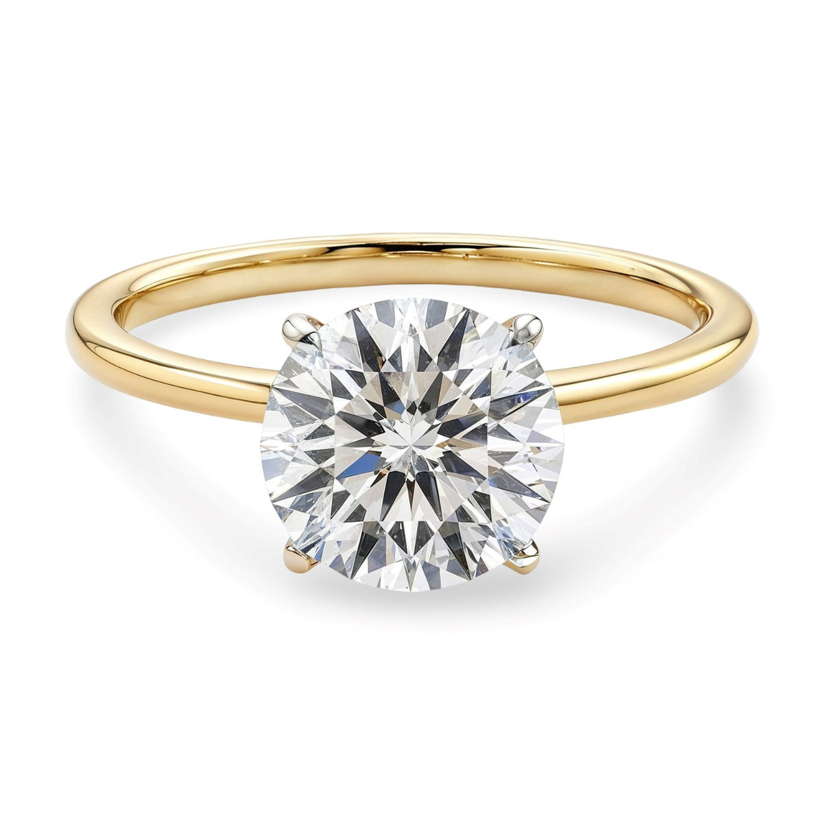 1 1/2 Carat Round Lab Grown IGI G/VS1 Diamond Solitaire Ring in 14K Yellow Gold