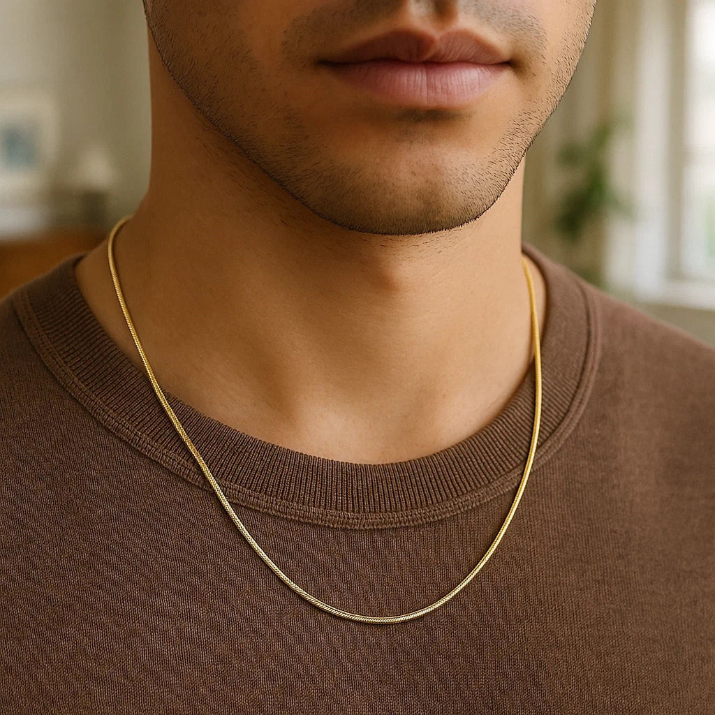 1.0mm 14K Yellow Gold Octagonal Shiny Snake Chain