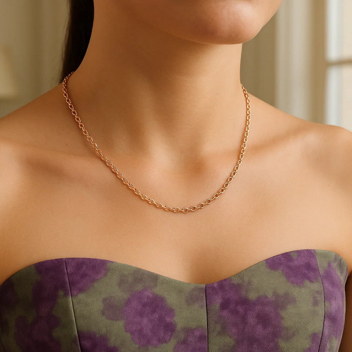 14k Rose Gold Round Cable Link Chain (1.50 mm)