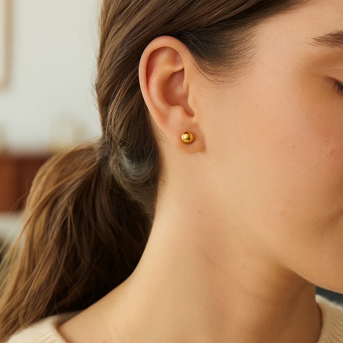 10k Yellow Gold Round Stud Earrings (6mm)