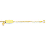 14k Yellow Gold Heart Accented Childrens Cable Chain ID Bracelet (6.35 mm)