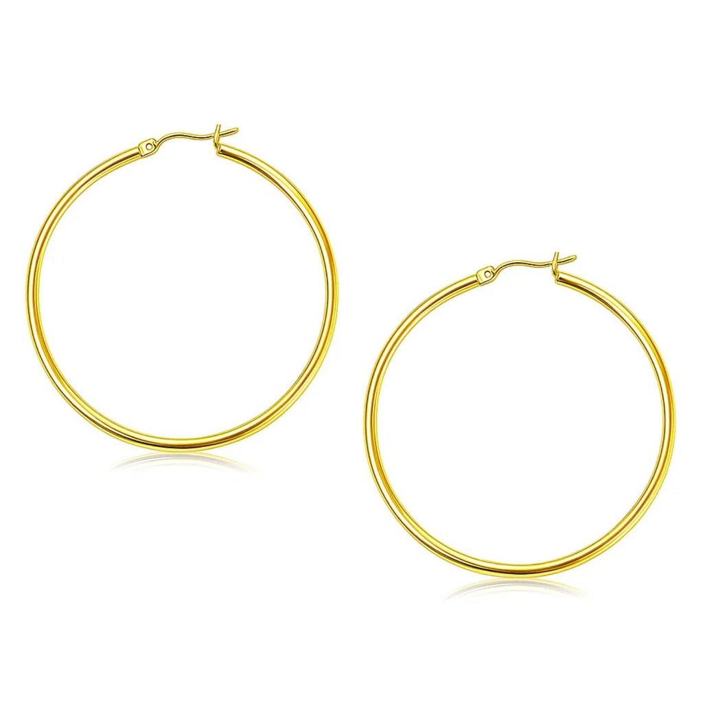 10k Yellow Gold Polished Hoop Earrings (2x45mm)