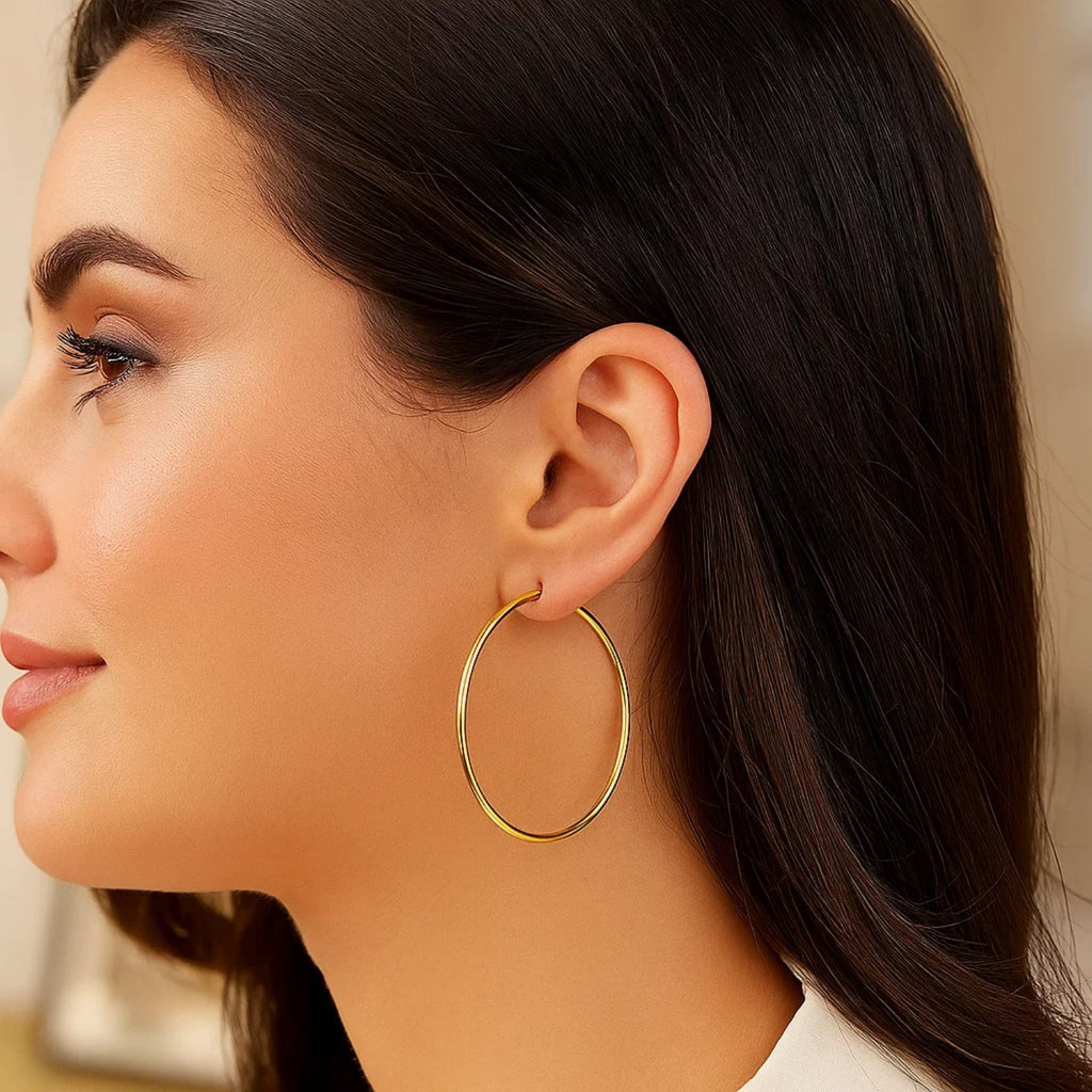 10k Yellow Gold Polished Hoop Earrings (2x45mm)