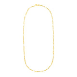 14k Yellow Gold Paperclip Chain and Pearl Necklace