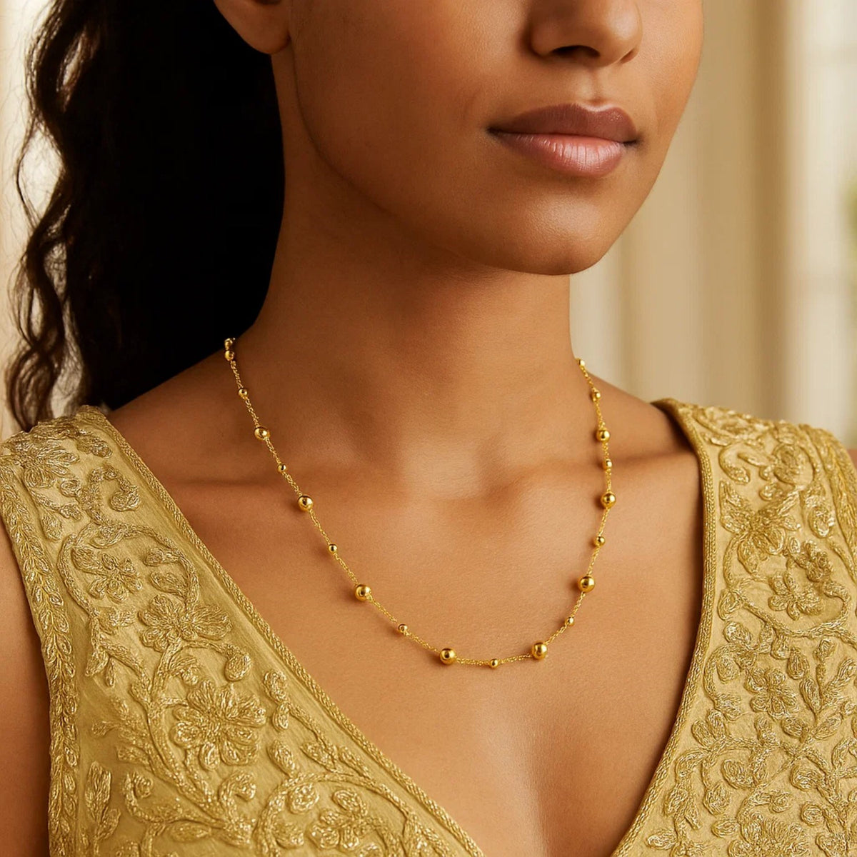 14k Yellow Gold Bead Necklace