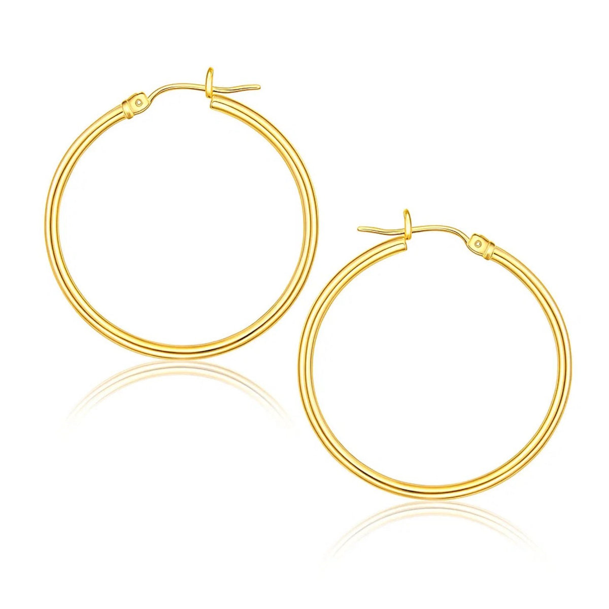 10k Yellow Gold Polished Hoop Earrings (1.5x25mm)